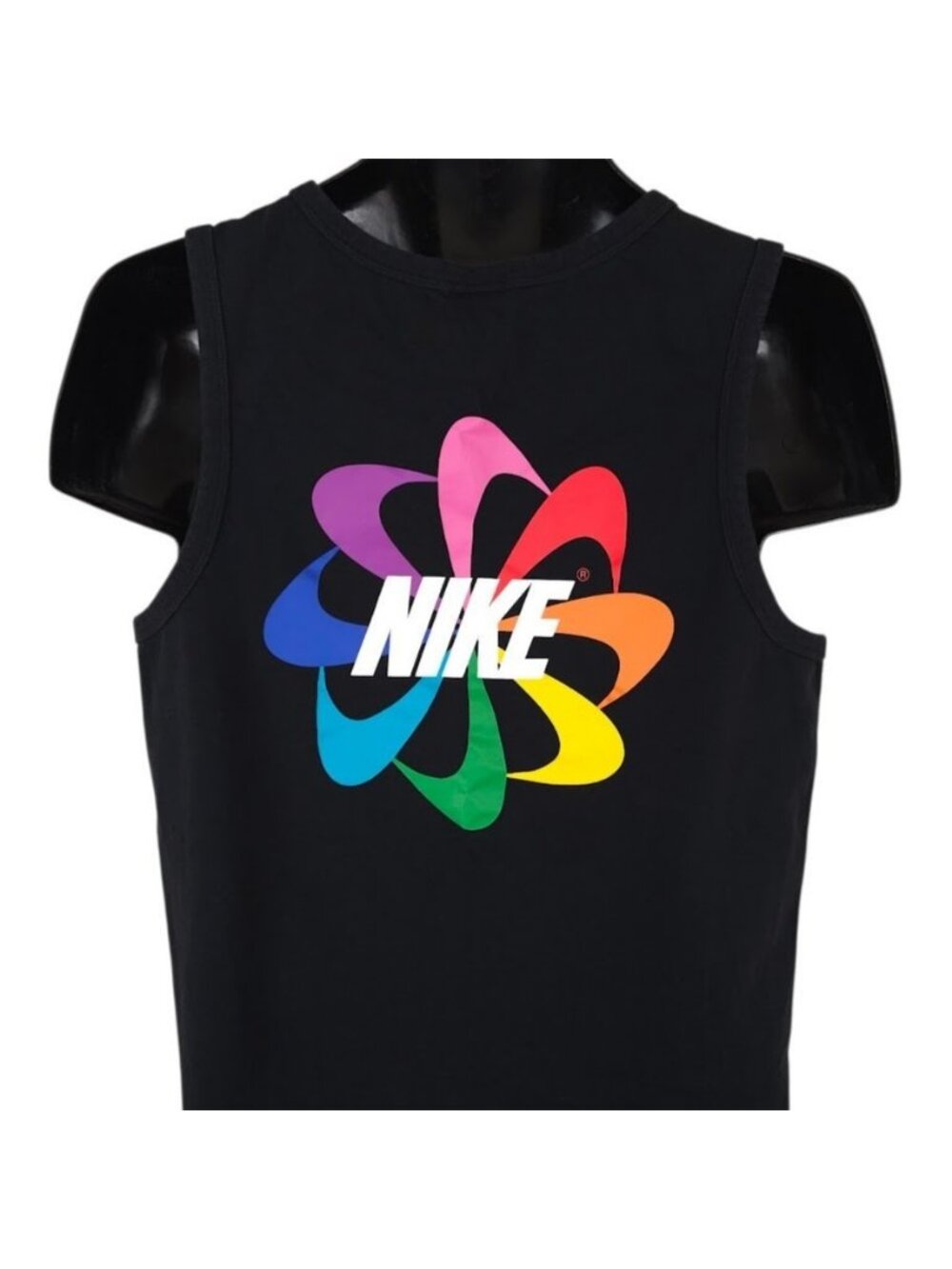 Nike Gilbert Baker Pride Rainbow Tank Top Mens Size Small Black Retro Logo